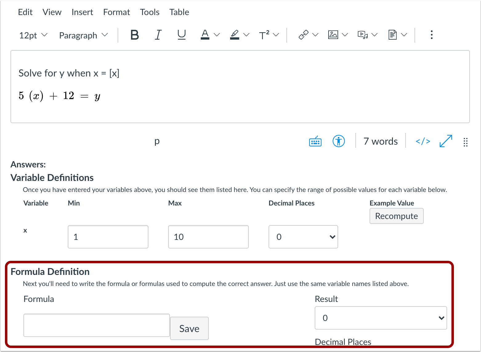 View Formula Definition