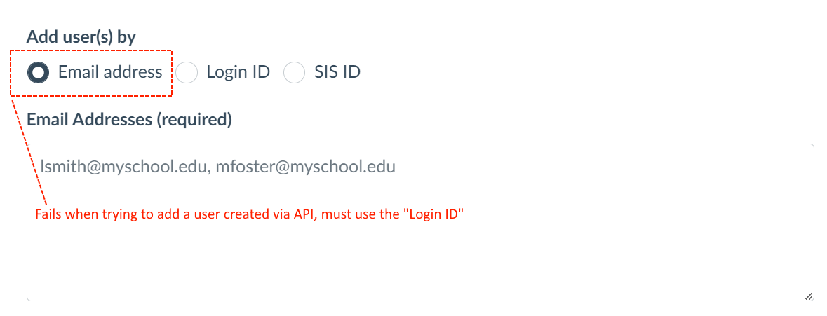 Create new user via API - Cannot add user to course via email address ...