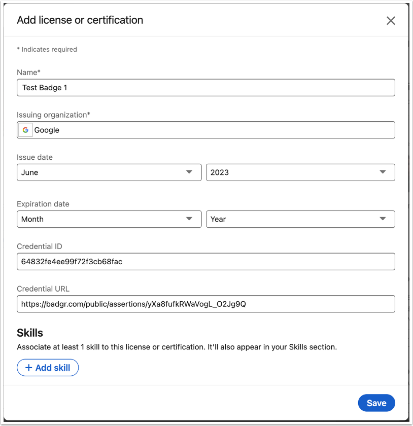 LinkedIn Add to Profile Modal