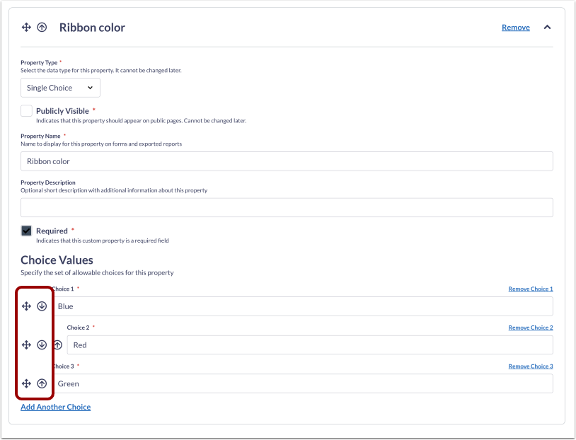 Sort Choices Options