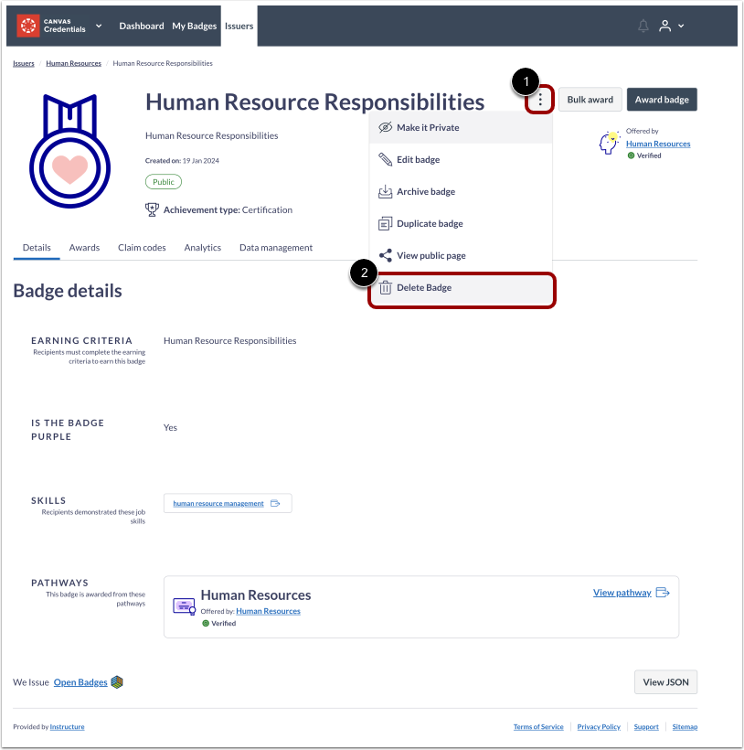 Delete Badges Option