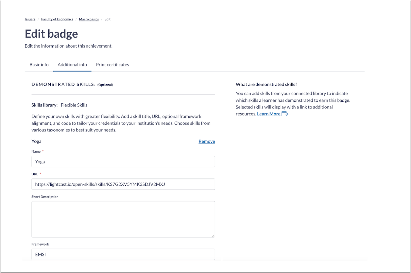 Edit Badge Page for Flexible Skills