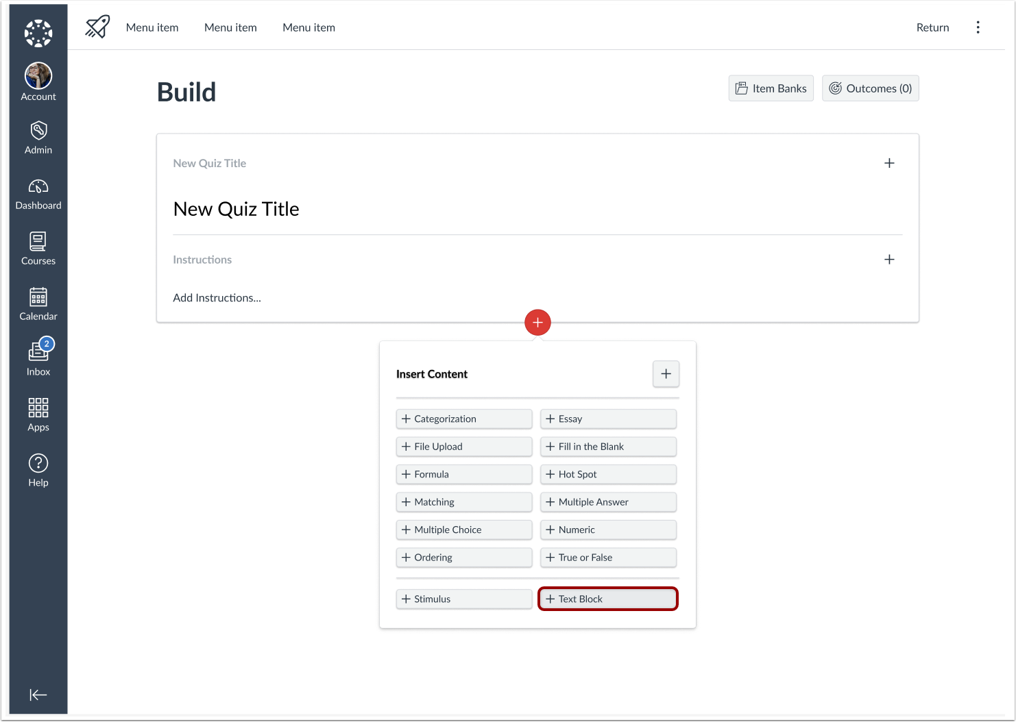 New Quizzes: Add Text Block