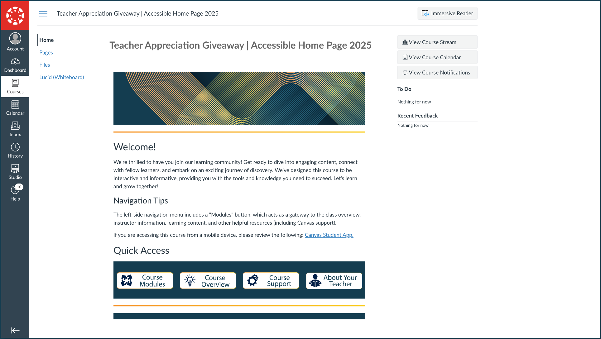 Accessible Home Page