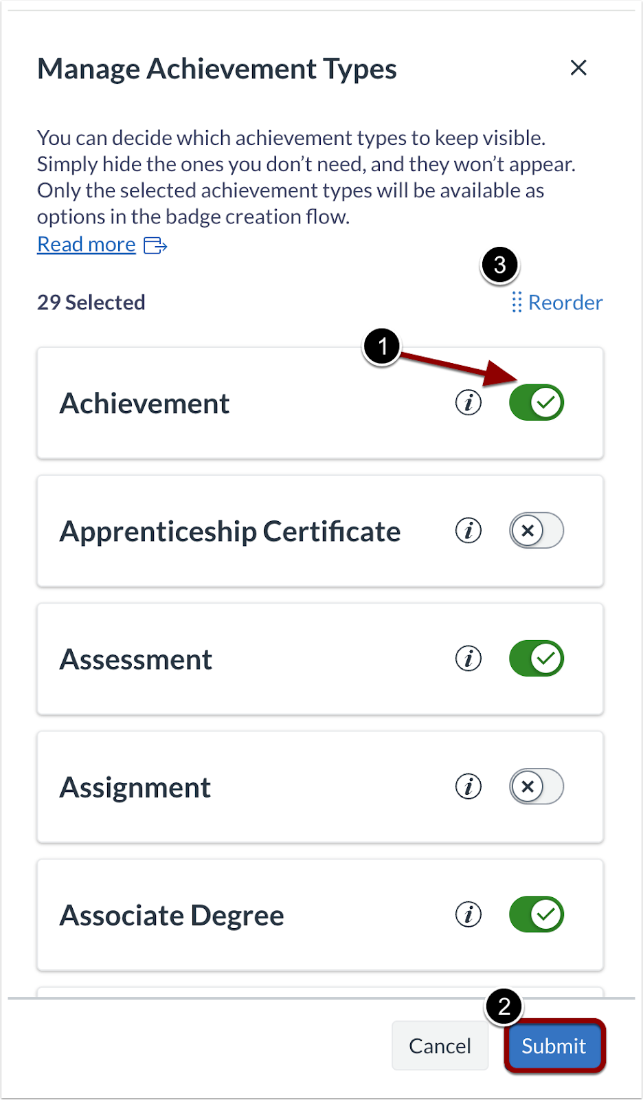 Achievement Type Toggle