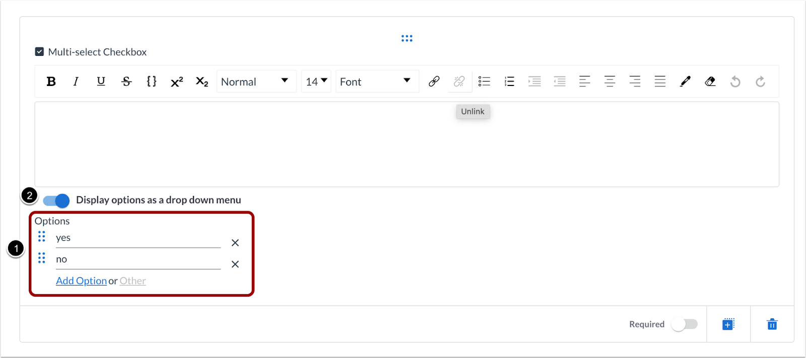Multi-Select Checkbox: Options