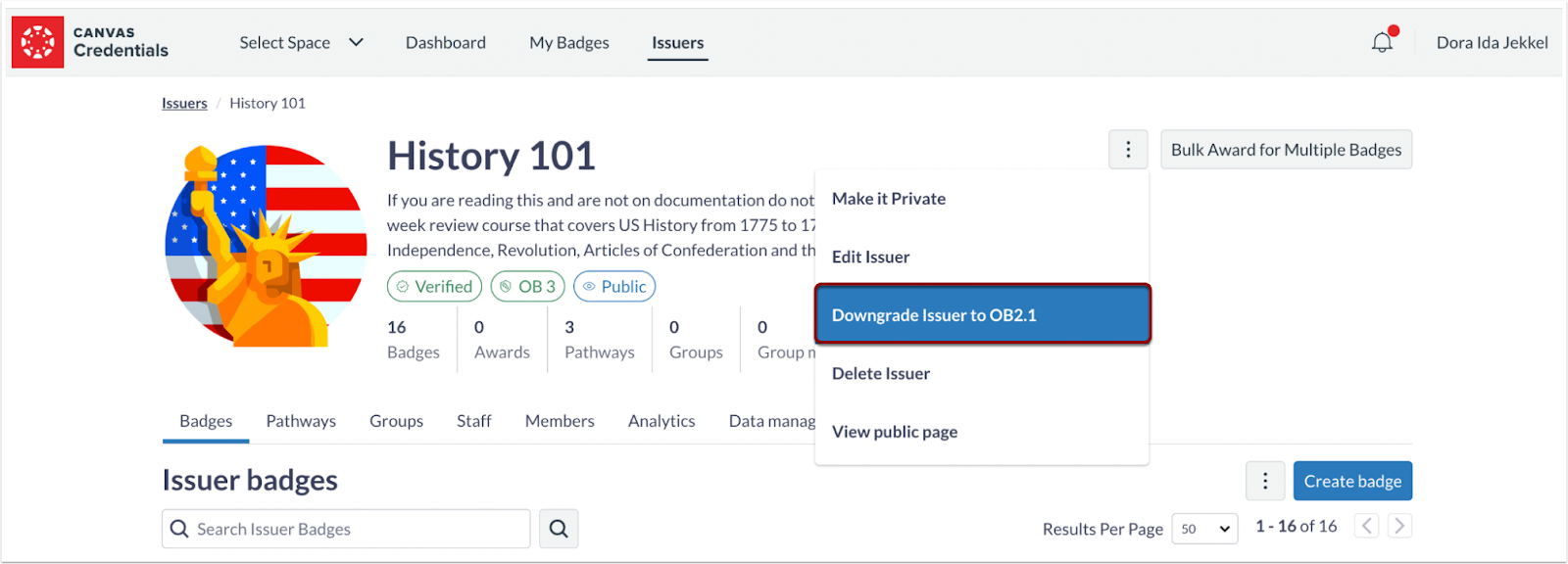 Downgrade Issuer to OB2.1 Link