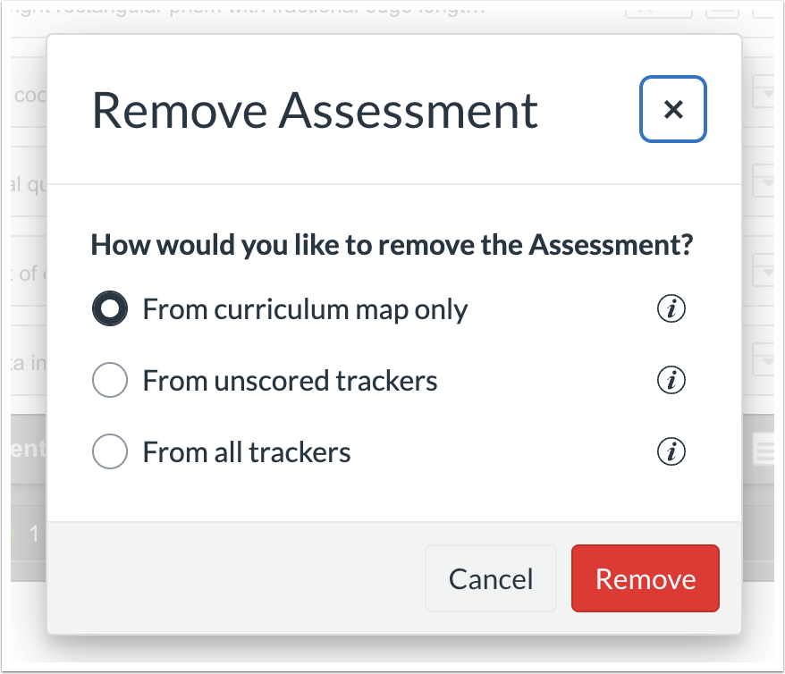 Curriculum Maps and Trackers: Remove Assessment