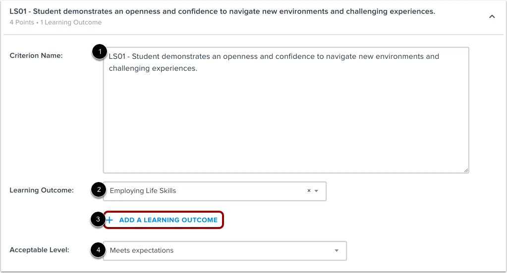 Edit Criterion Details