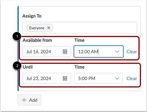 Edit Due and Availability Dates