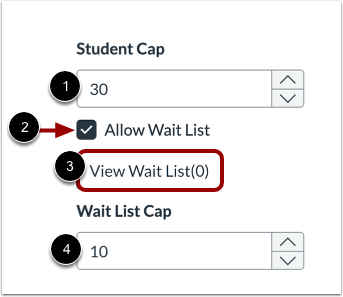 Set Enrollment Cap and Wait List