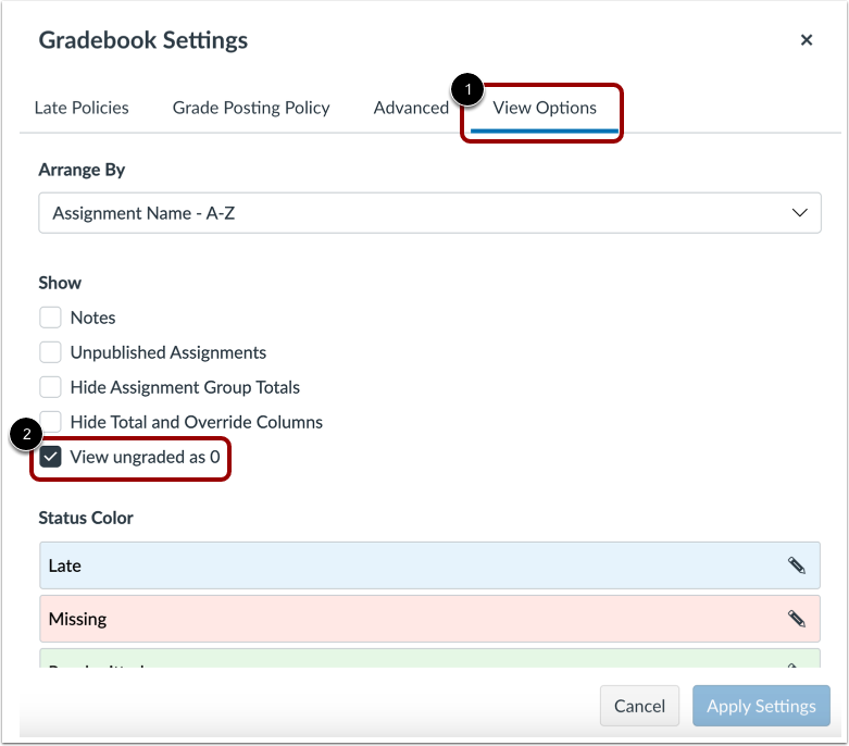 View Ungraded as Zero