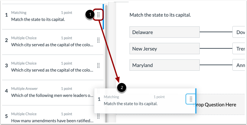 Drag and Drop into Assessment