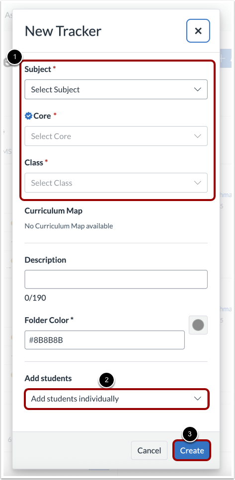 Create New Tracker from Standard Set