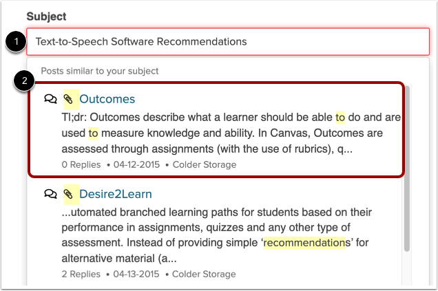 Enter DIscussion Subject