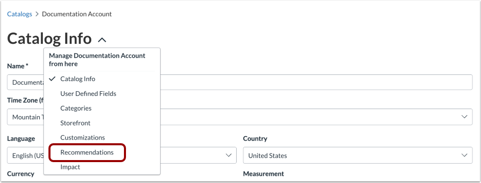 View Recommendations Tab