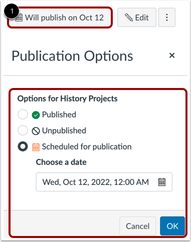 View Scheduled Page Publication