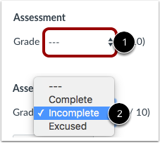 Enter Complete or Incomplete Grade