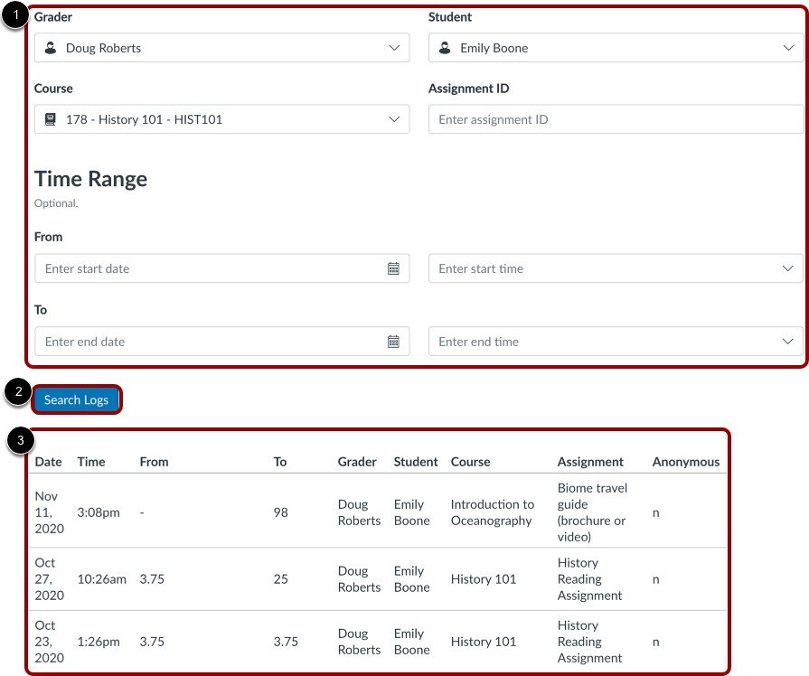 View Grade Change Activity