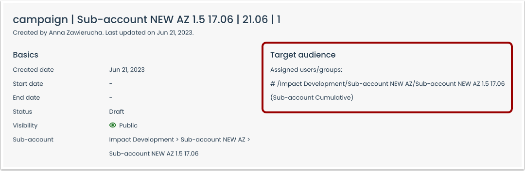 View Campaign Details