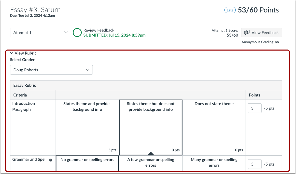 View Enhanced Rubric