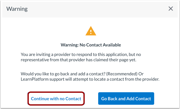 Continue with No Contact