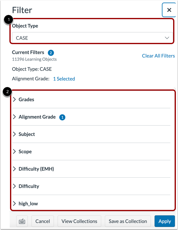 View Filter Categories