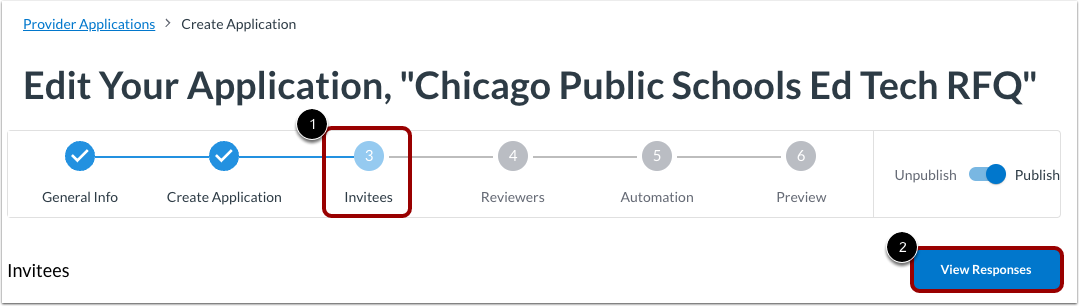 View Responses from Open Application