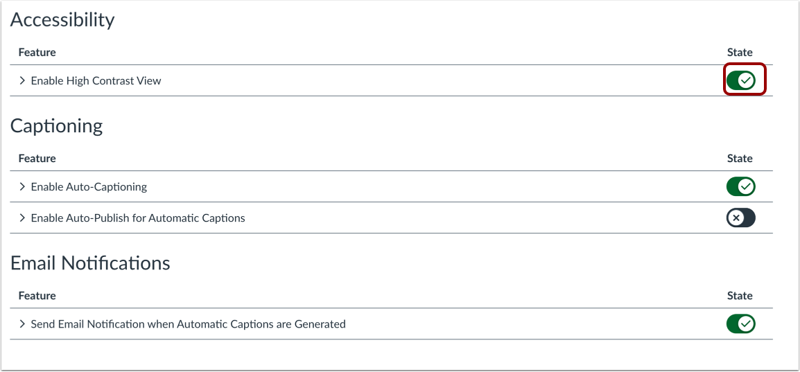 Enable High Contrast