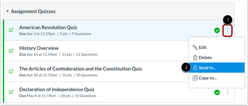 Open Quiz Options