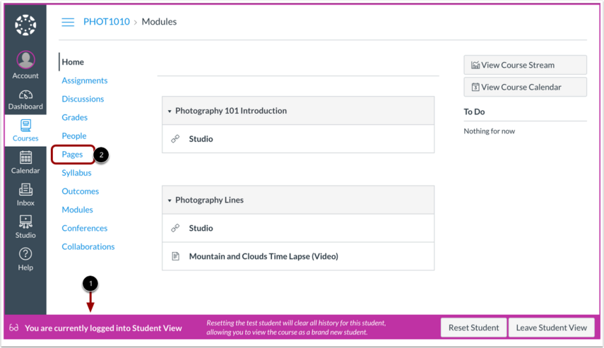 How do I view Studio media using the Test Student as an instructor ...