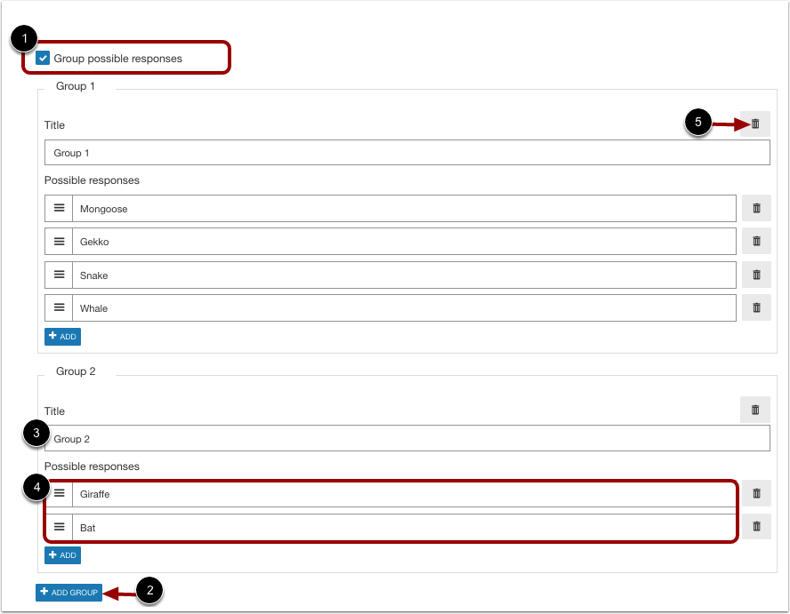 Group Possible Responses