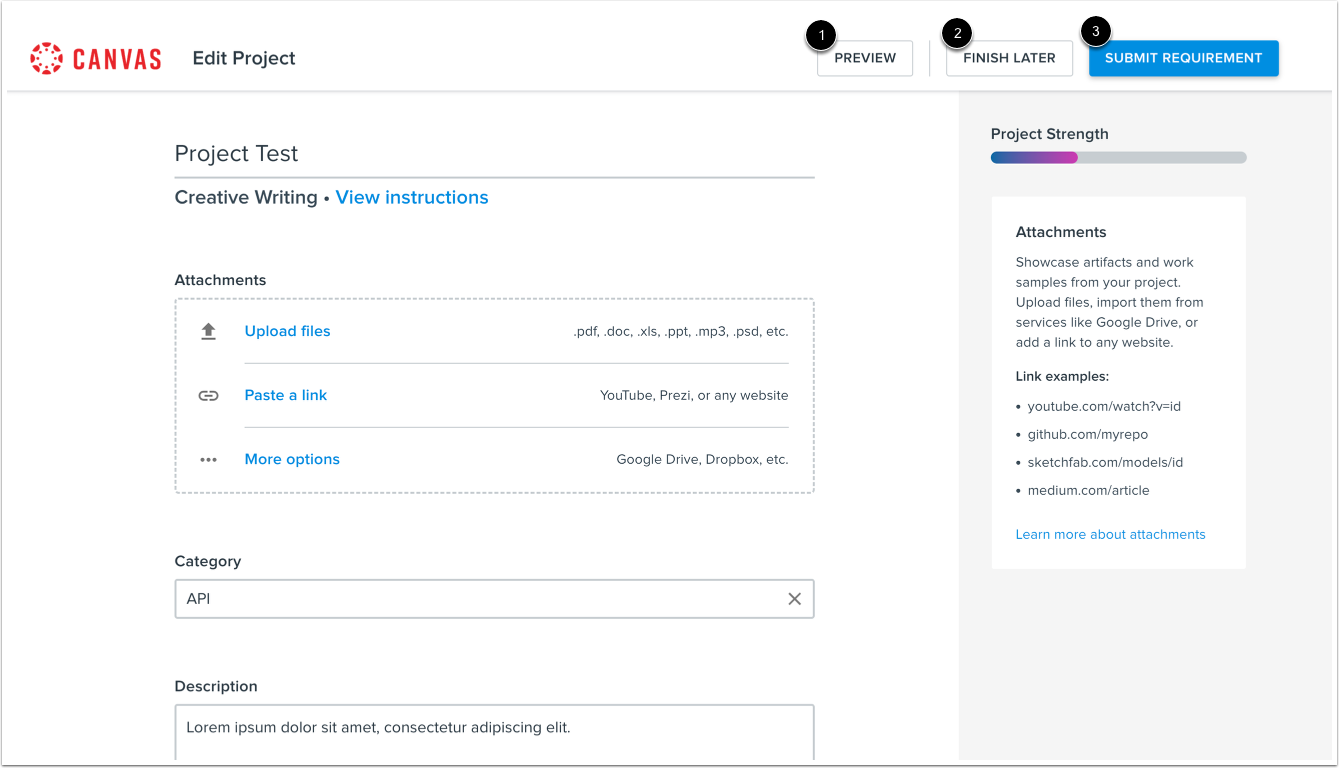 Edit Project and Submit