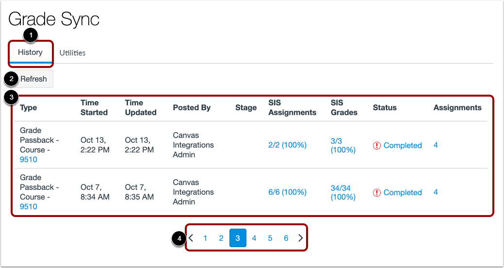 View Grade Sync History
