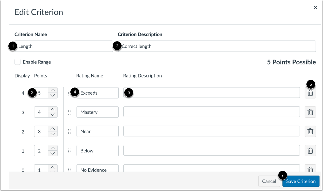 Edit Criterion Details