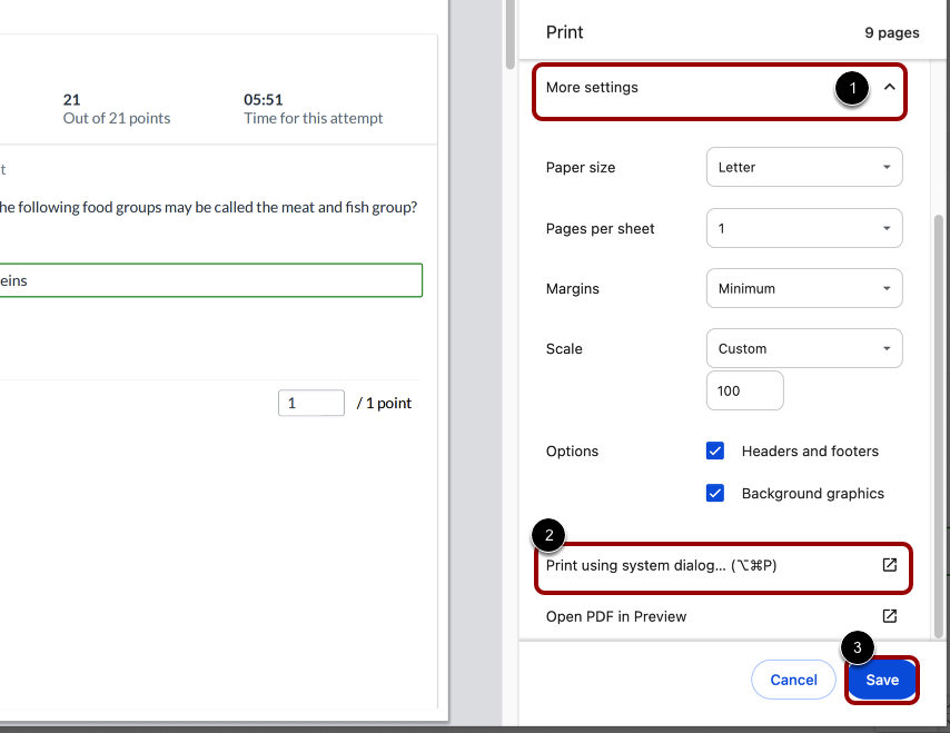 Select Print Options