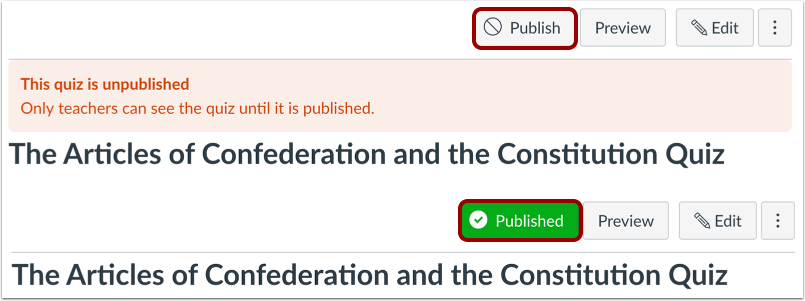 View Status within an Individual Quiz