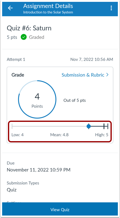 View Grades Distribution Graph