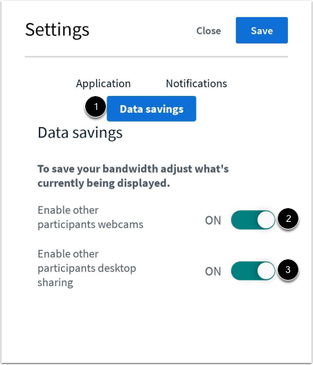 View Data Savings Settings