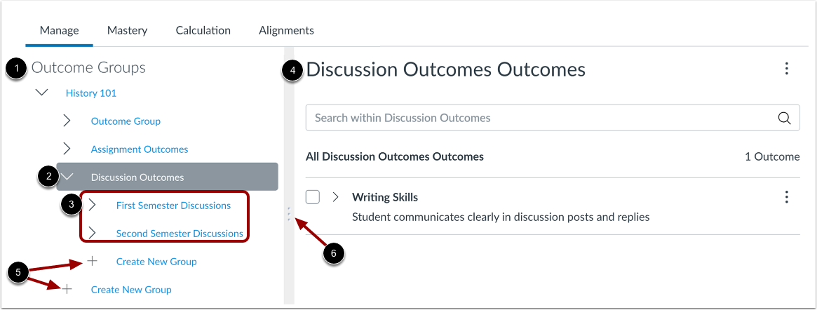 View Outcome Groups