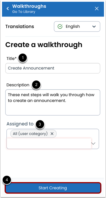 Add Walkthrough Details