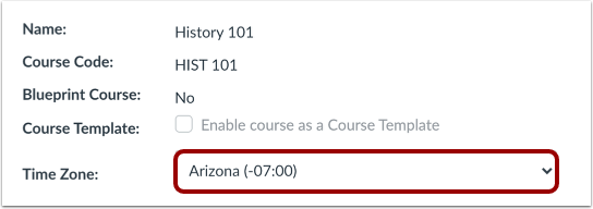View Course Time Zone