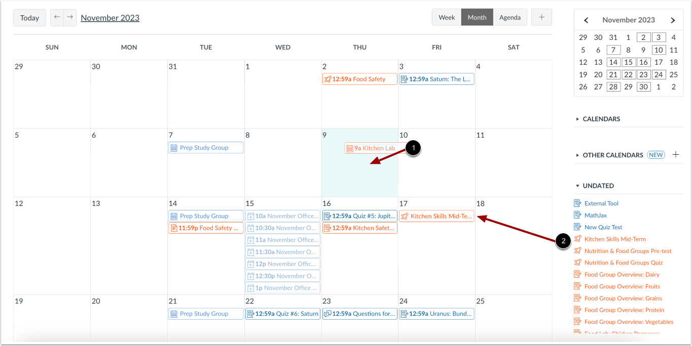 Drad and Drop Event or Assignment