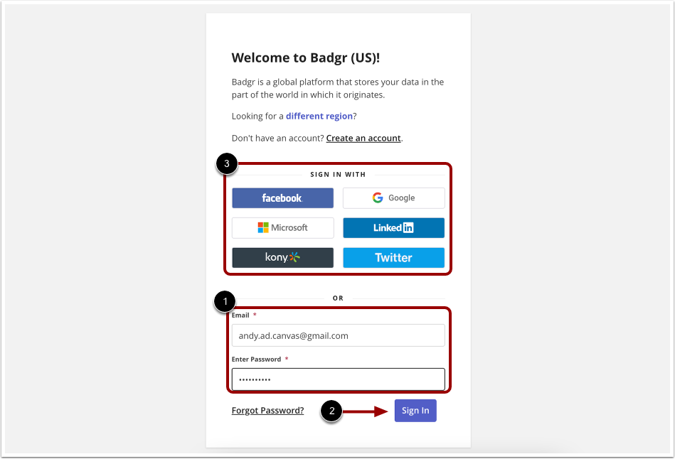 Log in to Badge Issuer Account