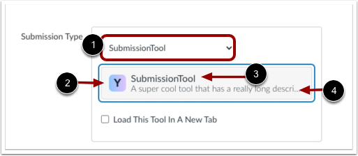 Select Submission Tool Submission Type