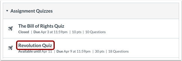 View Quiz Details
