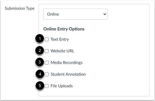 Select Online Entry Options