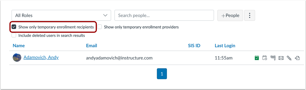 Filter by Temporary Enrollment Recipients