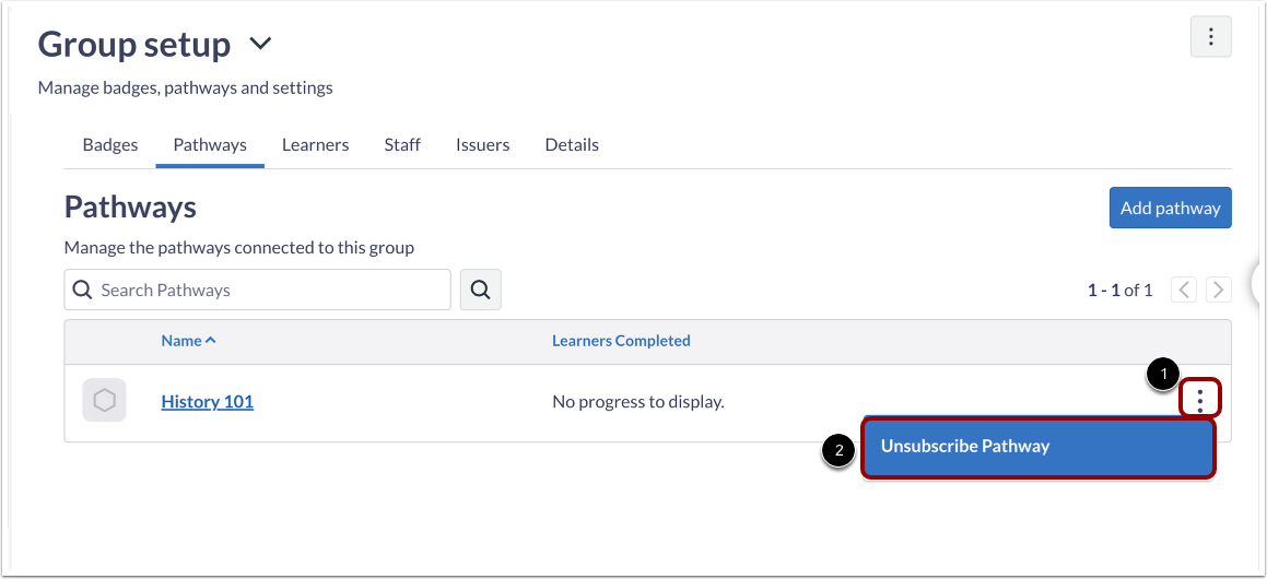 Unsubscribe Group from Pathway