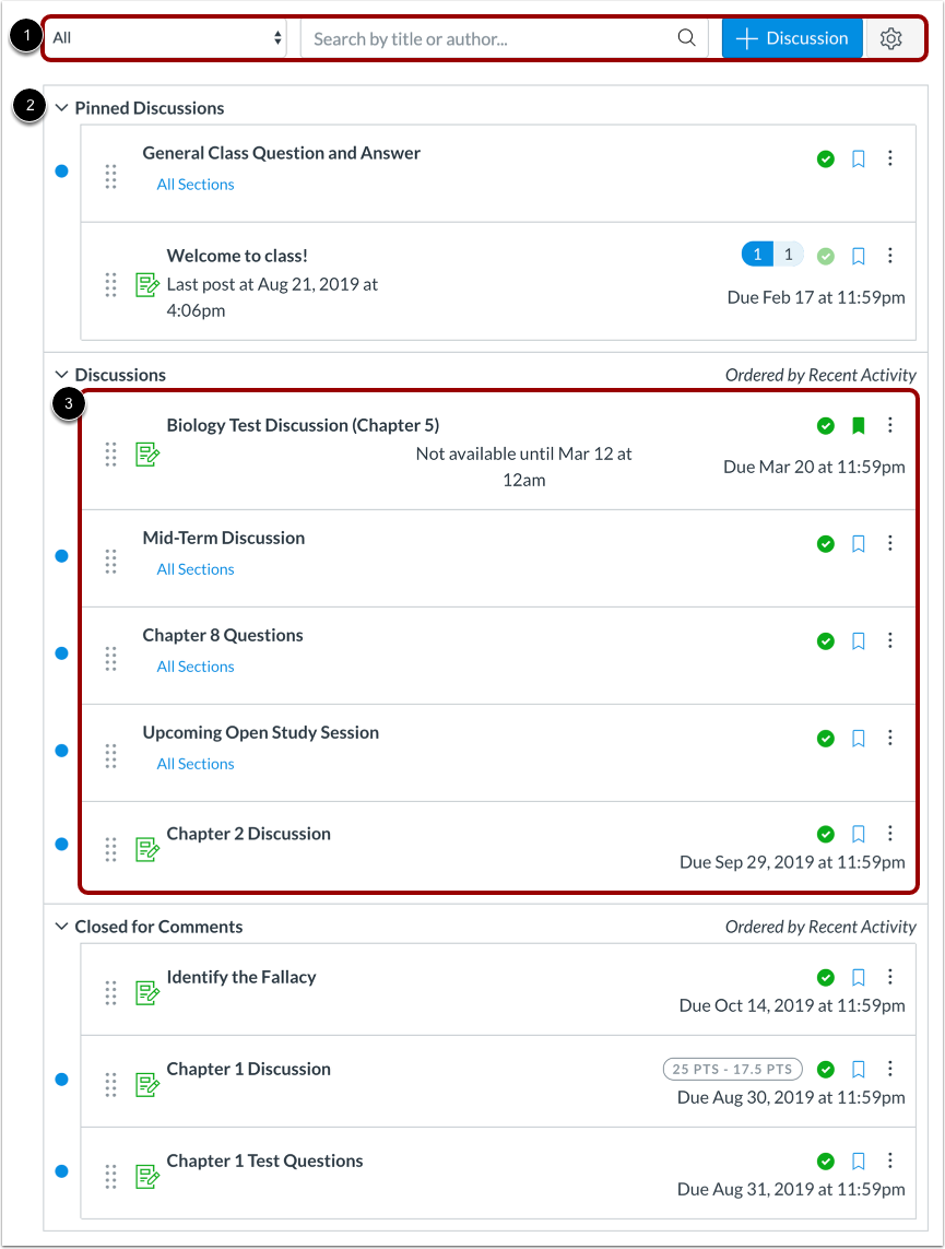 View Discussions Index Page